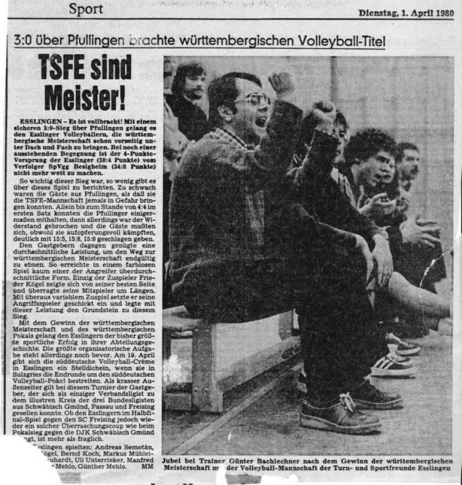1980 württembergischer meister volleyball